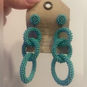 Anthropologie x Deepa Gurnani Turquoise Sienna Beaded Hoop Earrings NWT